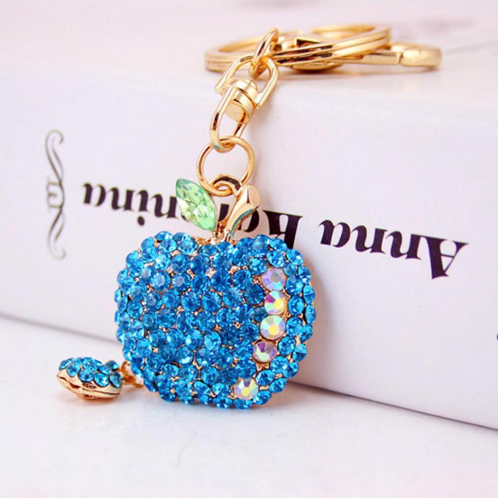 Милый брелок из сплава в форме яблока со стразами разных цветов