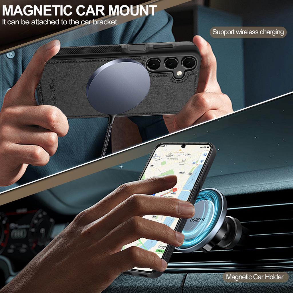 LC.IMEEKE Для Samsung Galaxy A17 5G Магнитный чехол Совместим с MagSafe Кожа+ТПУ Задняя крышка