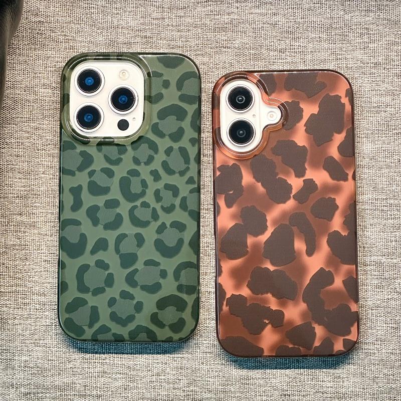 Черный Зеленый Розовый Коричневый Леопардовый Принт Чехол Для iPhone 13 14 15 16 17 Pro Max Модный Чехол для Задней Панели Телефона в Том Же Стиле