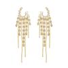 Light luxury high-end exquisite zircon wings long fringed stud earrings real gold electroplating women's ins fashion earrings wholesale