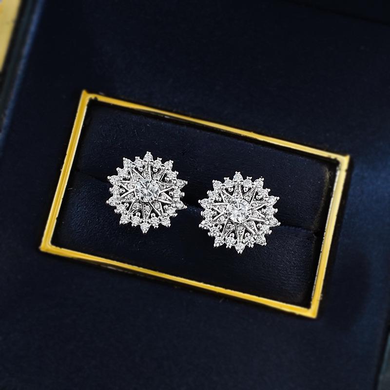 Серьги-астролябии в виде снежинки из серебра 925 пробы Mujing - Стильные, Уникальные и Универсальные для Повседневного Ношения