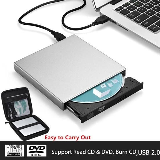 USB 2.0 Slim Writer/Burner/Rewriter/CD ROM External DVD Drive for PC Laptop