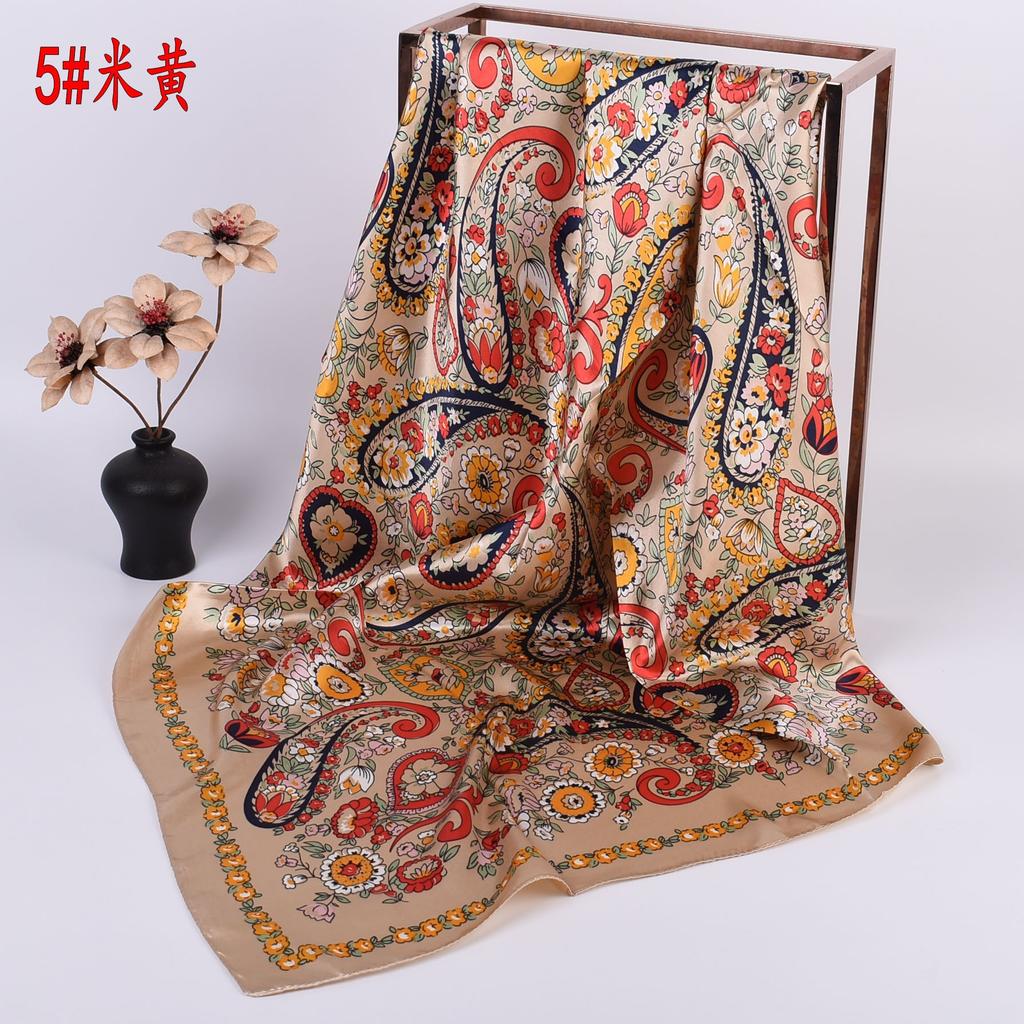 Autumn and winter new cashew nut printed silk scarf 91 * 91 Xinjiang large square scarf wholesale, spot supply