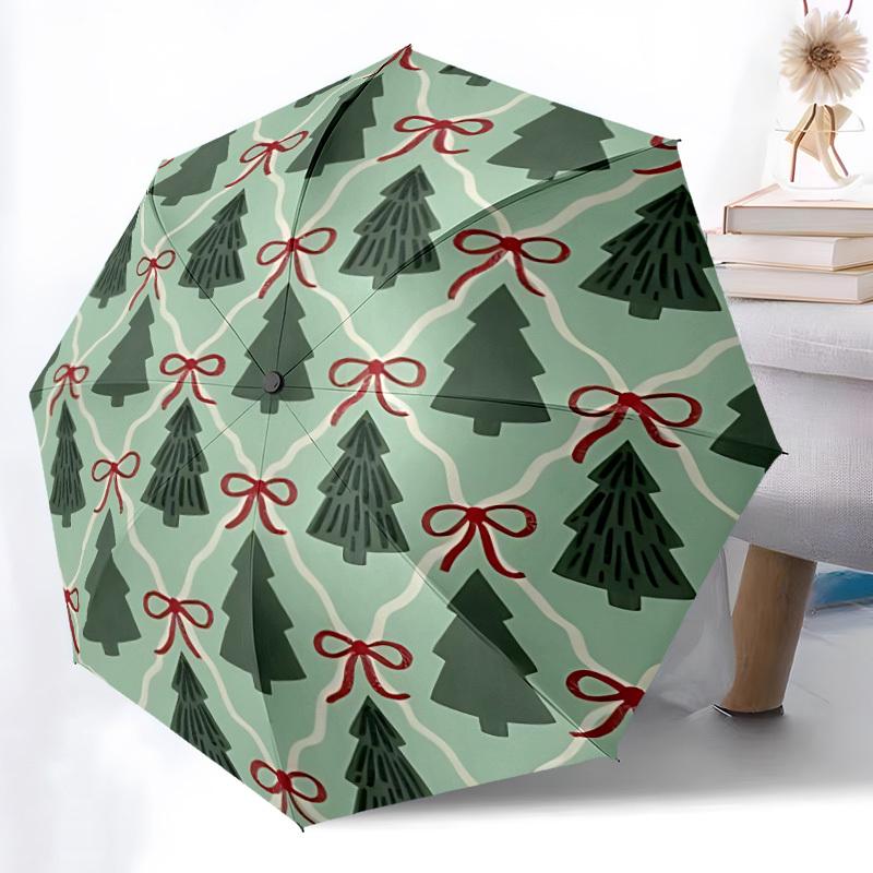 1pc Tree Print Automatic Cute Umbrella 8-Bone Design Compact Gear for Outdoor Travel, Perfect Holiday Gift yy251230022
