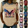 Женская повседневная футболка с коротким рукавом American Eagle с графическим принтом Патриотический топ 1776-2026 Юбилейная памятная футболка