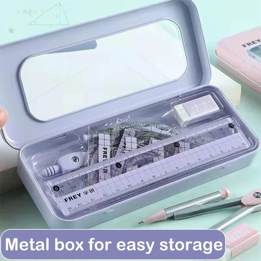 7pcs/ Set Math Geometry Ruler Multifunctional Drawing Tools For Students School Supplies Durable Engineering Design Stationery