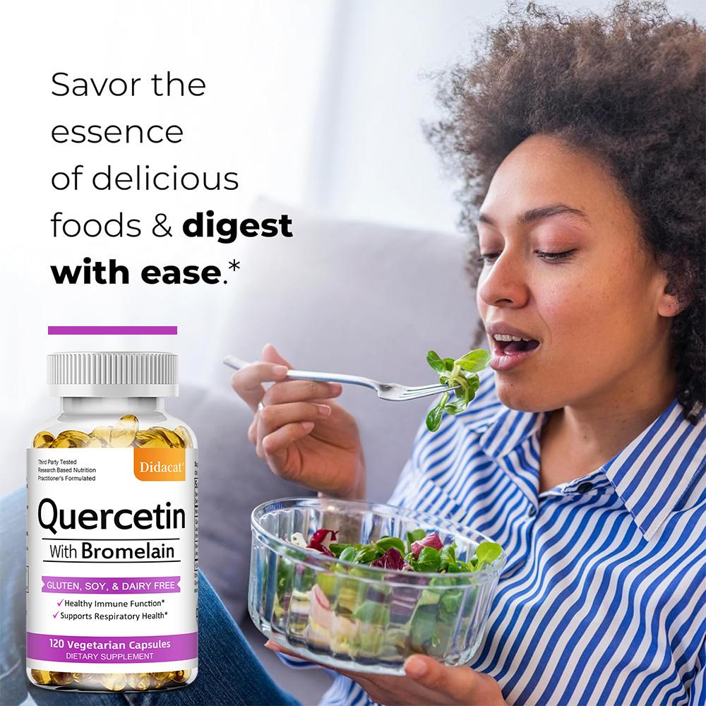 Quercetin Extract Dietary Supplement, With Bromelain Powder, 120 Capsules Per Bottle