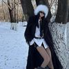 Autumn and Winter Beach Sheep Fur Imitation Fur Coat Women's Extended Fashion Black Long-sleeved Plush Coat