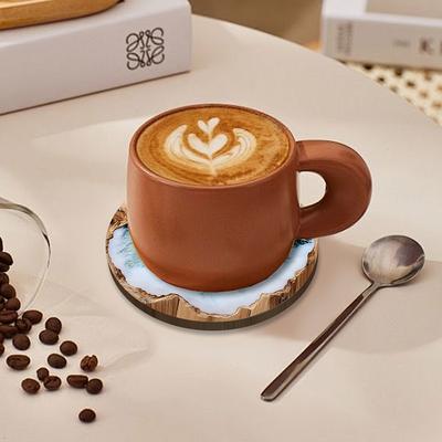 Набор круглых деревянных подставок и салфеток Blue Ocean - для дома, кафе, праздничного стола, прочные подставки под напитки для стильной столовой