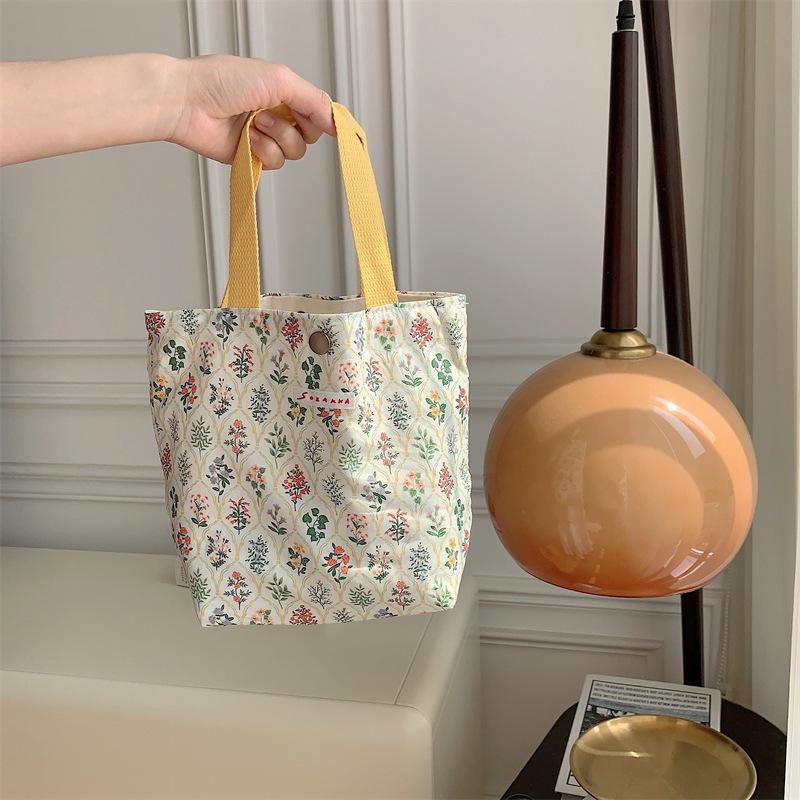 Холщовая сумка со свежими цветами Ланч-бокс Сумка Bento Мамочка переносная сумка для покупок Маленькая сумка