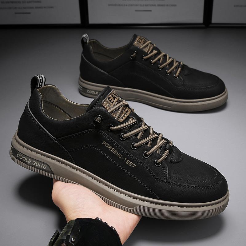 Удобная и модная мужская обувь Зимняя мужская повседневная кожаная обувь Корейская спортивная обувь Flow Hundred Мужские модели Маленькие белые туфли для досок