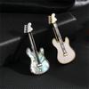 Rinhoo Vintage Imitation Shell Guitar Violin Brooch Pin For Women Luxury Punk Rhinestone Musical Instrument Enamel Badge Jewelry