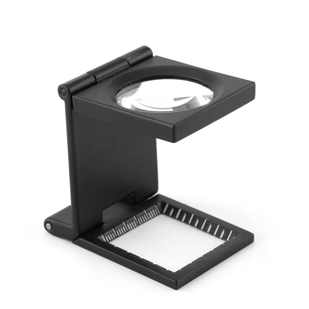 Three Folding 10X Magnifier Zinc Alloy Magnifier Magnifying Glass with Scale Magnifying Glass Small