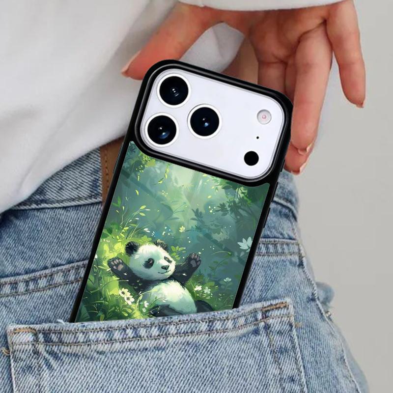 Cartoon Cute Panda Bear Phone Case for iPhone 16e 15 14 13 12 17 Pro Max Plus Air 17pro Cover Coque