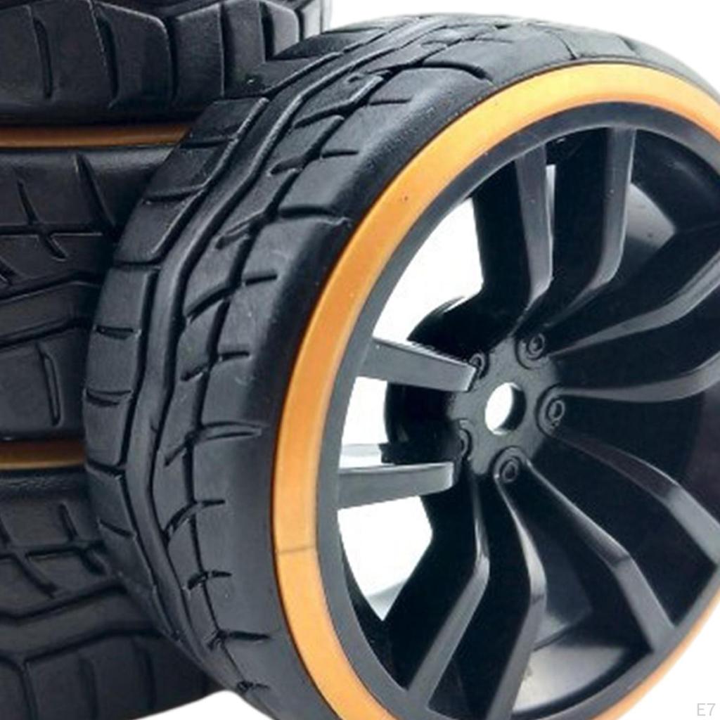 4pcs 1:10 RC Car Rubber Tires Spare Accessories 4WD Remote Control Vehicle Parts Upgrade