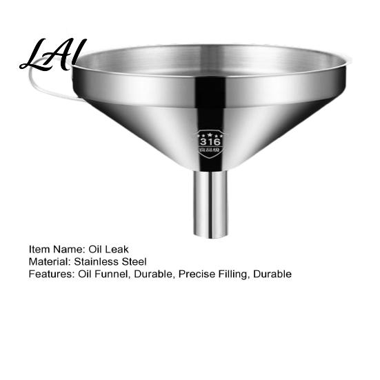 Anti Spill Liquid Transfer Funnel Stainless Steel with Detachable Strainer Oil Easy Clean Ergonomic Handle Narrow Mouth Bottles Kitchen Tool for Dry
