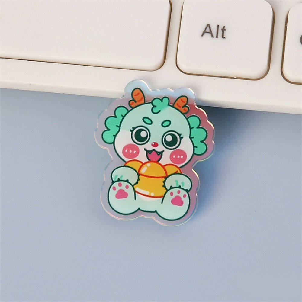 Flying Dragon Cartoon Dragon Brooch Lapel Pin Year Badge Pins Laser Acrylic Brooch  School Bag