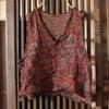 Women Vintage Print Floral Button Tank Tops V-Neck Summer Chinese Style Button Women Tops