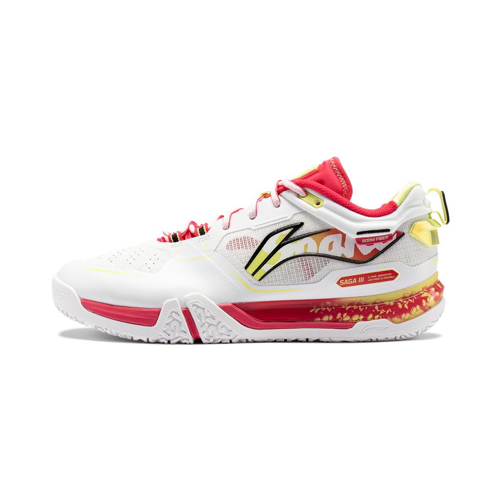 Li Ning Saga 3pro Амортизирующие Нескользящие Износостойкие Низкие Бадминтонные Кроссовки Унисекс Белый Желтый AYAV001-5
