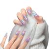 Women High‑Quality Boutique French‑Style Press‑On Nails Pure‑Handmade Short‑Ladder Cat‑Eye Hand‑Drawn Pure‑Desire False Nail Tips