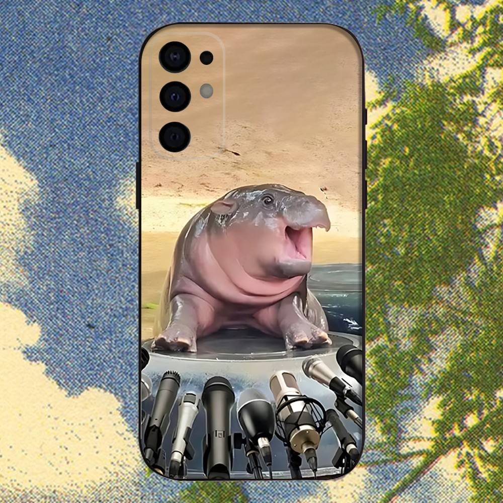 Чехол для телефона Moo Deng Hippo для Samsung S25, S24, S21, S22, S23, S30, Ultra, S20, Plus, Fe, Lite, Note, 10, 9, 5G Черный