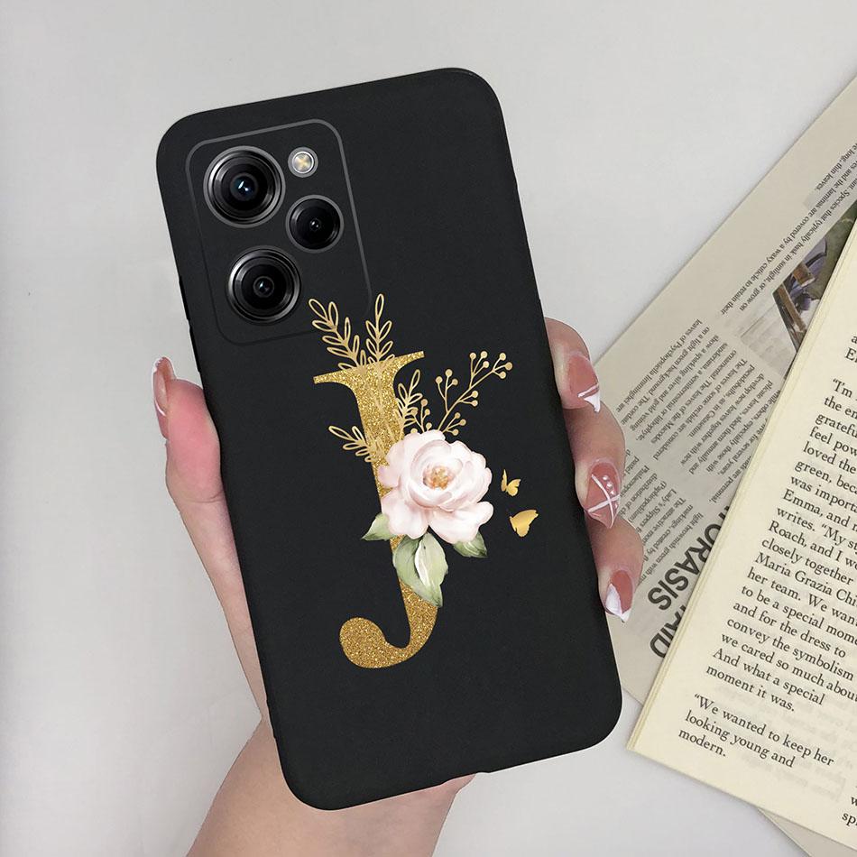Забавный чехол для телефона Xiaomi Poco X5 X5Pro 5G Розовый 26 букв Мягкий силикон Матовый Прочный задний чехол для PocoX5 Pro PocoX5 X5 Pro