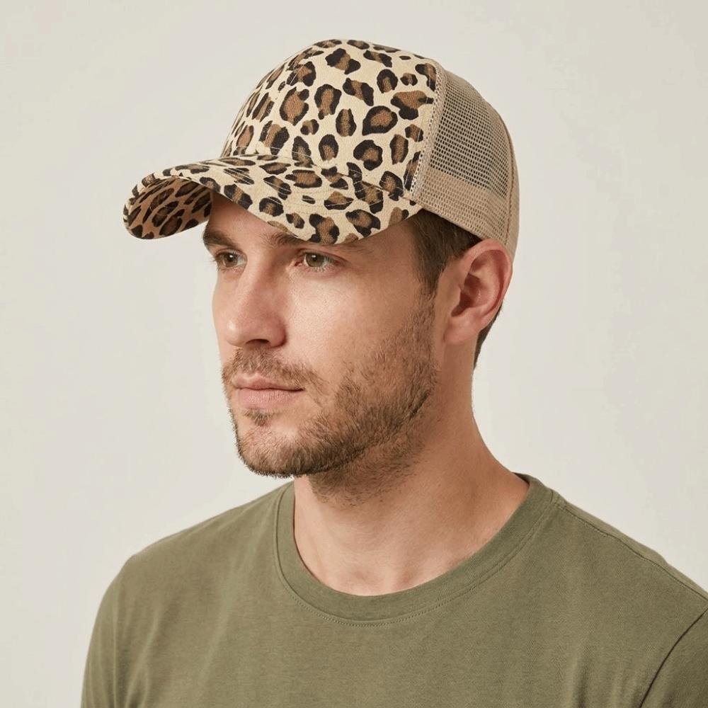 Adjustable Leopard Print Baseball Cap Soft Mesh Peaked Hat Casual Visor Hat  Unisex