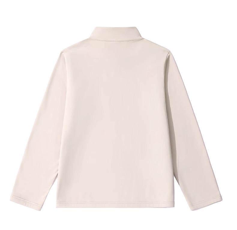 Unisex Fleece Stand-Up Collar Half-Zipper Long-Sleeved T-Shirt