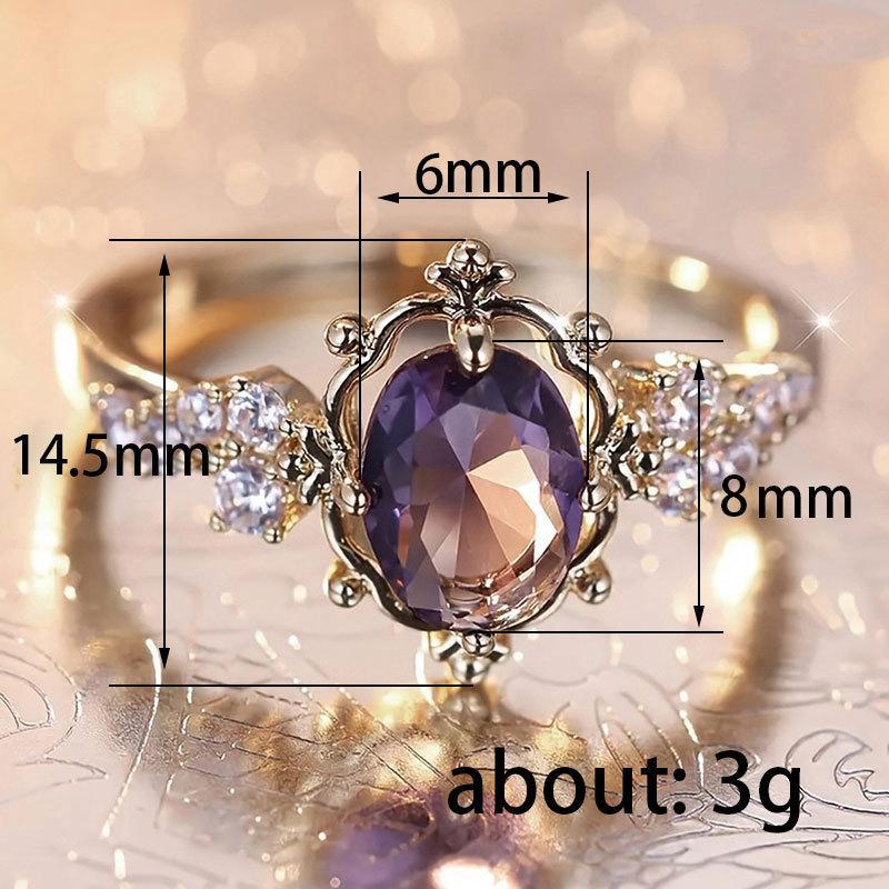 New Sweet princess style zircon ring for women Micro-paved imitation purple diamond women's ring