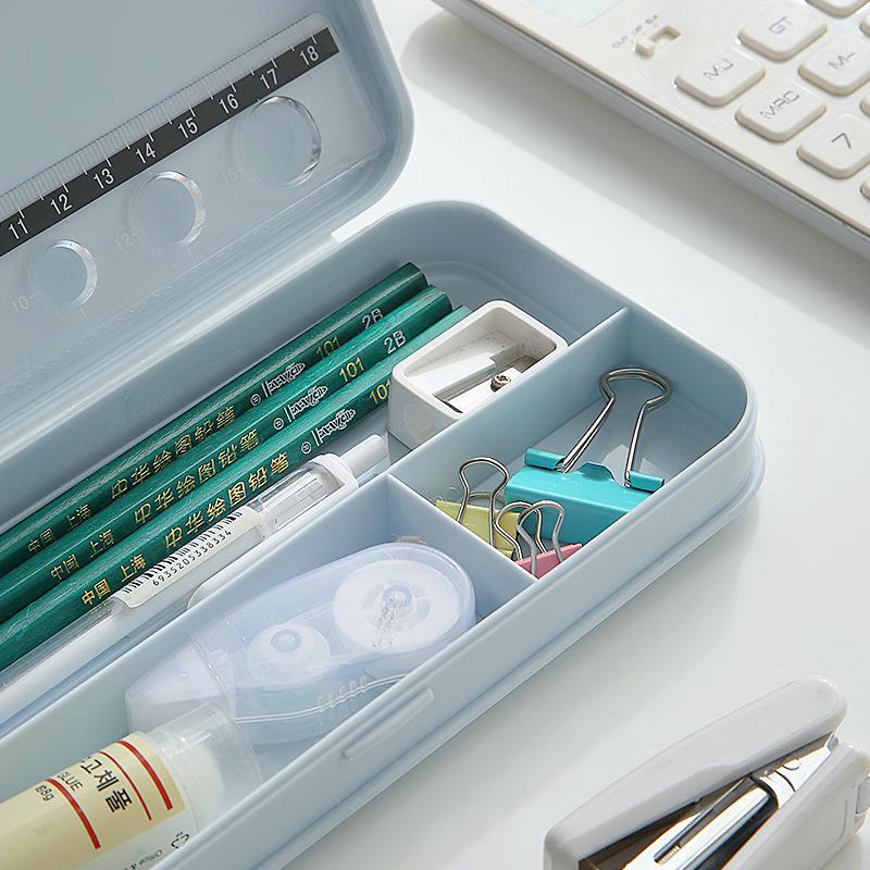 Матовая канцелярская коробка в стиле MUJI: Большой многофункциональный водонепроницаемый пластиковый пенал из ПП с отделениями