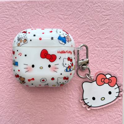 Милый мультяшный рисунок Бант KT Cat Чехол для AirPods 4 Совместим с AirPod 3 Apple Pro Чехол для наушников