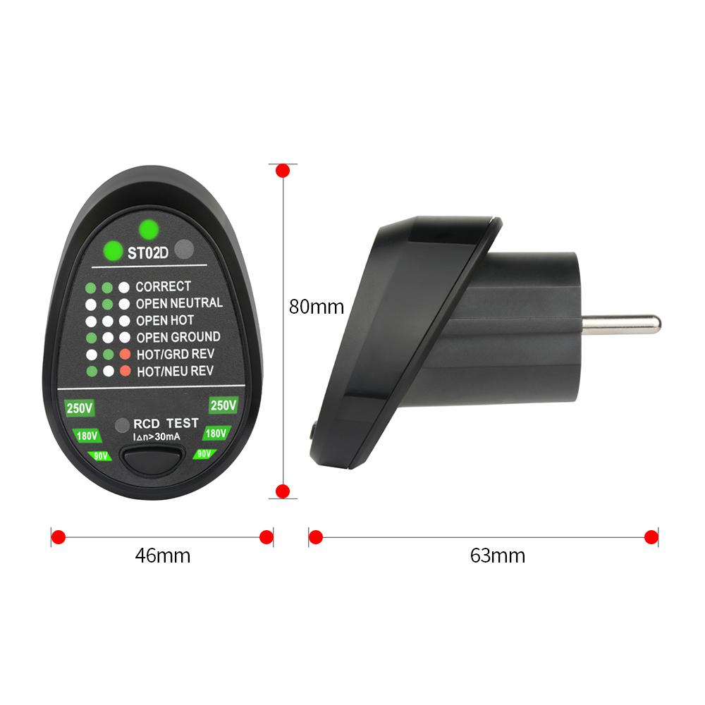 MESTEK Advanced RCD Electric Socket Tester Automatic Neutral Live Earth Wire Testing Circuit Polarity Detector Wall EU