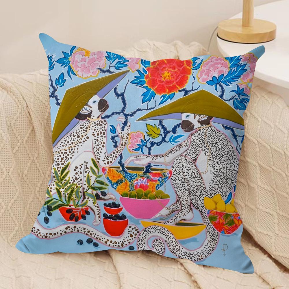 Art PPaige Gemmel Monkey Cushion Cover Silky Short Plush Invisible Zipper Dustproof Sofa Pillow Case for Home Decor