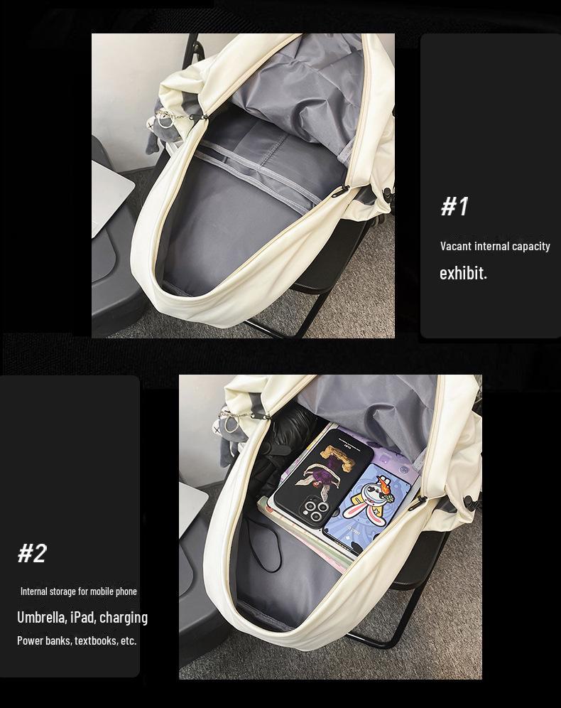 Модный легкий рюкзак в корейском стиле для студенток колледжа - однотонный, большой вместимости, идеально подходит для отдыха и путешествий
