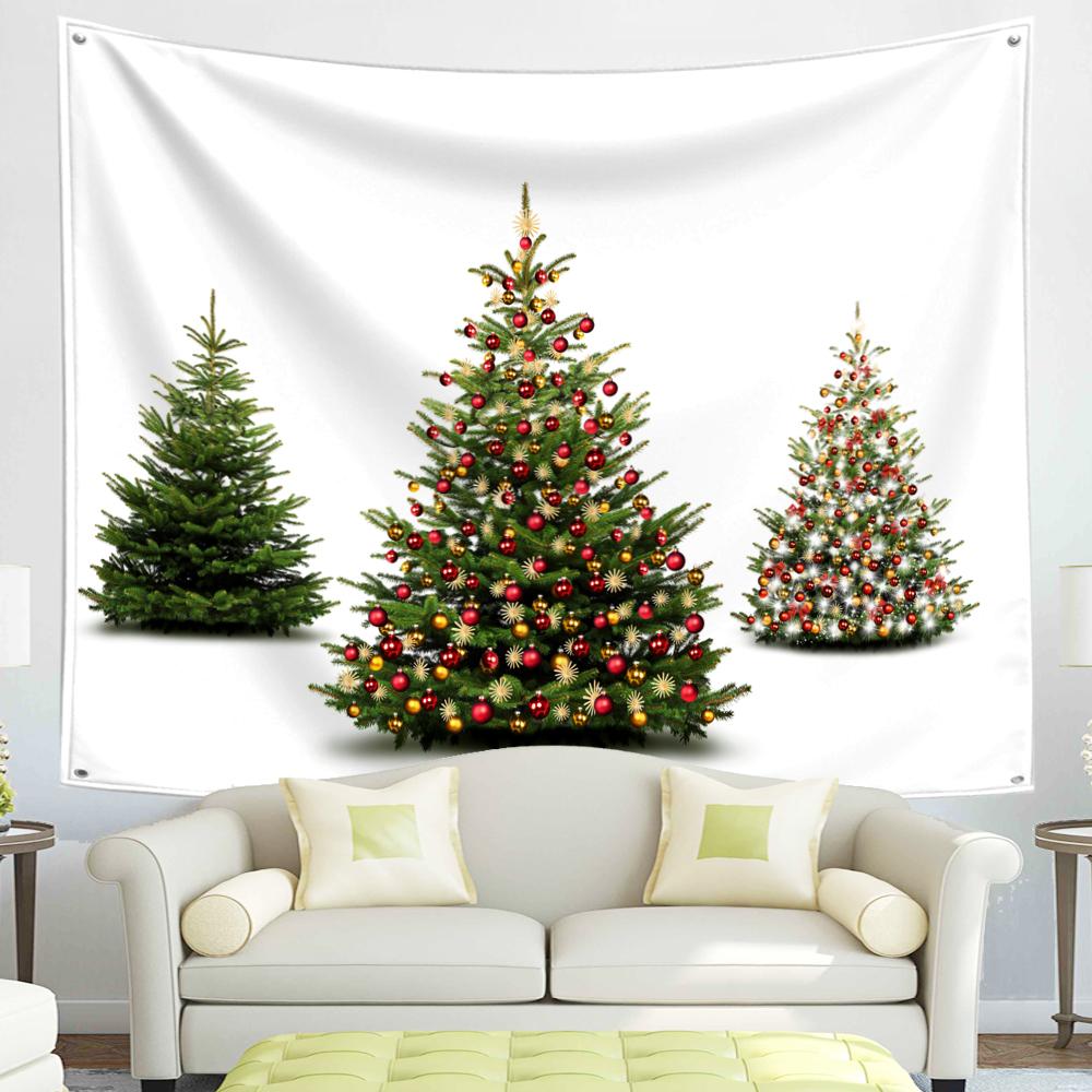 С Рождеством Гобелен Снежинки Санта-Клаус Зимняя ночь Рождественская елка Настенный камин Подарок Новогодние украшения для дома