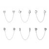 Original 100% 925 Sterling Silver Bead Charm Safety Chain Charms Crystals Beads Fit Bracelets Women Fashion DIY Jewelry
