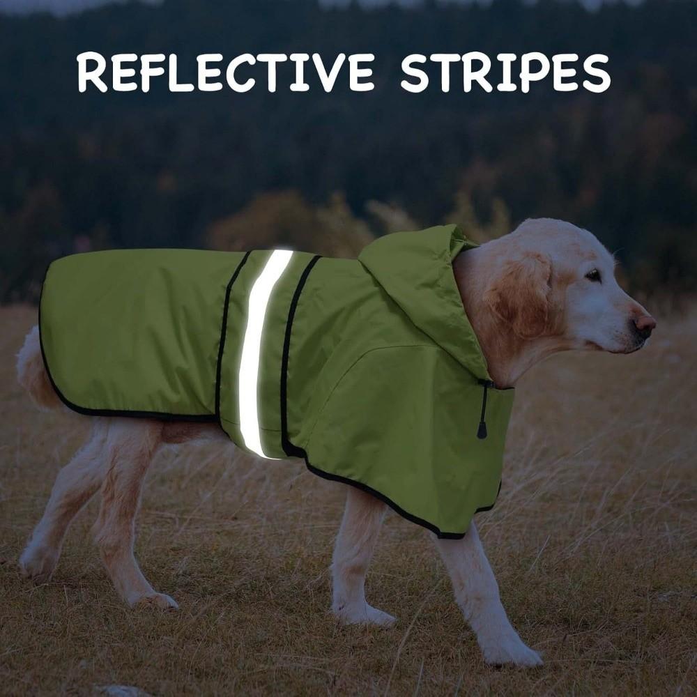 Waterproof Dog Hooded Raincoat Reflective Strip Pet Fluorescent Clothes Golden Retriever