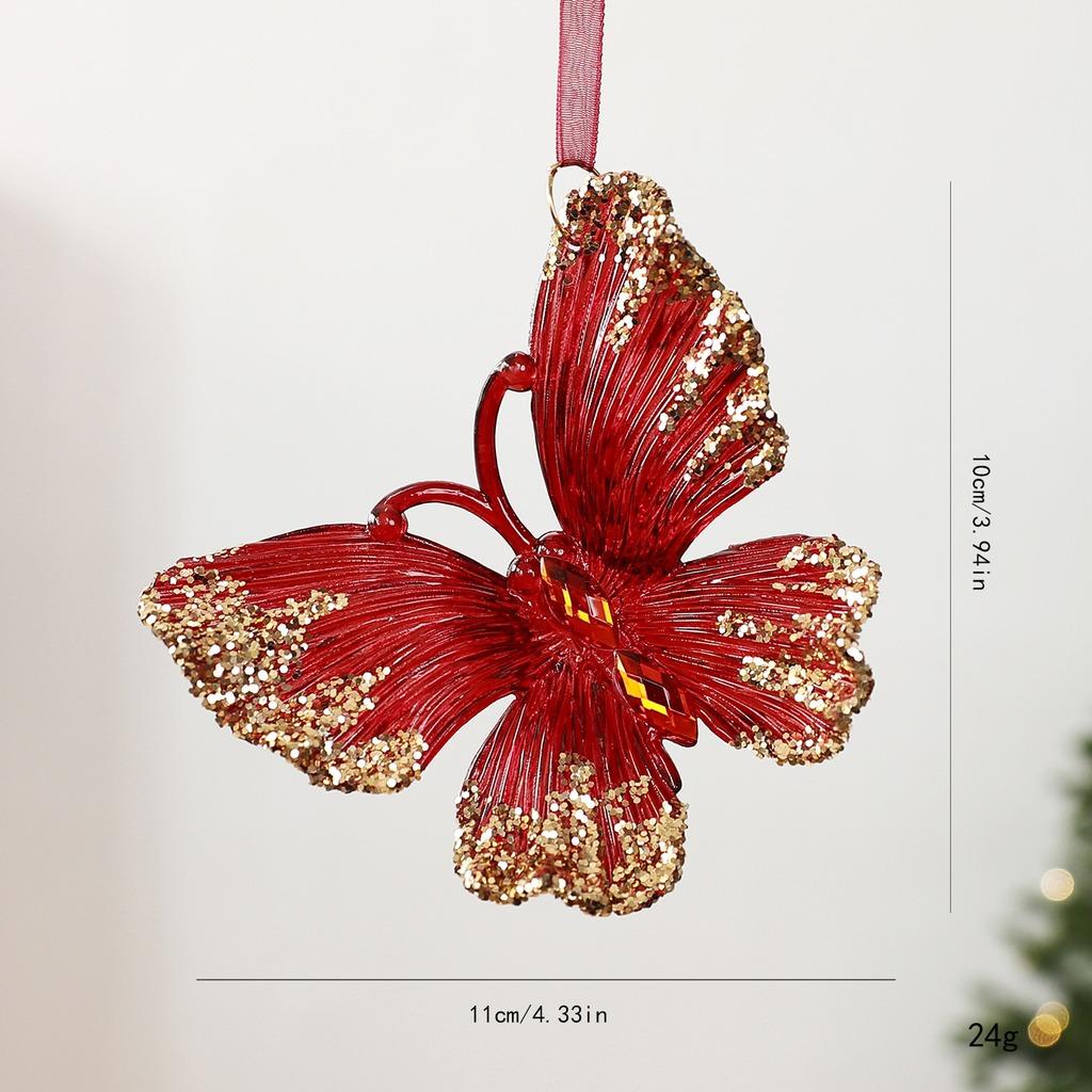 Christmas Pendant Pet Plastic Christmas Tree Hanging Decoration Drop Ornament Gold Glitter Plastic Christmas Decoration Pendant