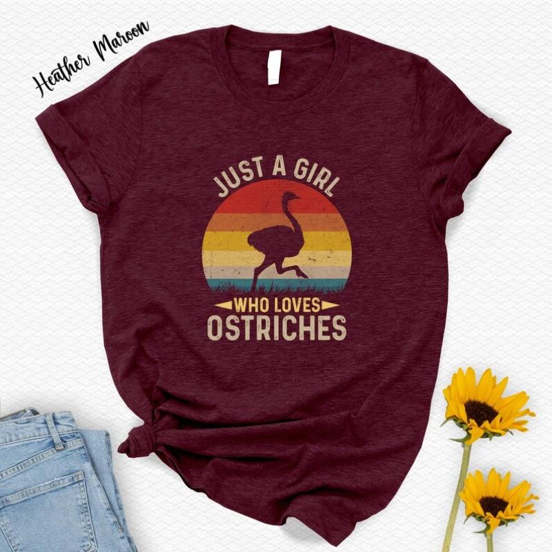 Funny Ostrich Tshirt Just A Girl Who Loves Ostriches Basic Cotton Crew Neck For Unisex Unisex