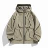 Spring Autumn Men's Windbreaker Jackets Korean Fashion Waterproof Windproof Outdoor Big Pockets Hooded Loose Coat