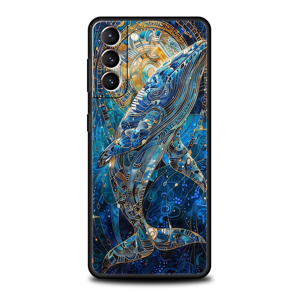 Чехол для телефона Cover для Samsung Galaxy S25 Edge S24 S23 S22 S20 S21 FE Ultra S10 S10E Plus 5G Мягкий ТПУ Capas Синий Океан Рыба Capas
