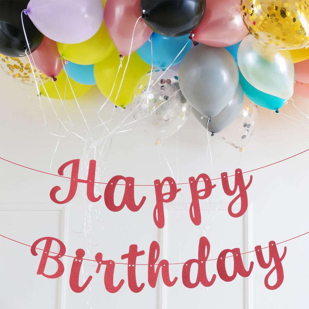 Birthday Banner 16 Ft Glitter Birthday Decorations DIY String CardStock Birthday Sign for Decor Backdrop Festival Party Supplies