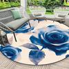 Роскошные коврики для пола круглой формы с узором голубых роз, кухонный коврик-дорожка для прихожей, мягкий ковер для спальни и гостиной, нескользящий коврик для зонирования