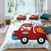 Firefighter Truck Duvet Cover King/Queen Size Red Firemen Car Bedding Set For Kids Boys Girls Fire Engine Polyester Quilt Cover