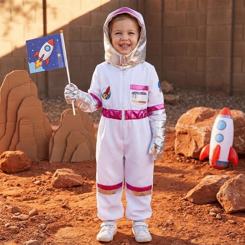 with Gloves Child  Spaceman Outfit with Cap Space Suit Rocket Jumpsuit  Stage Wear
