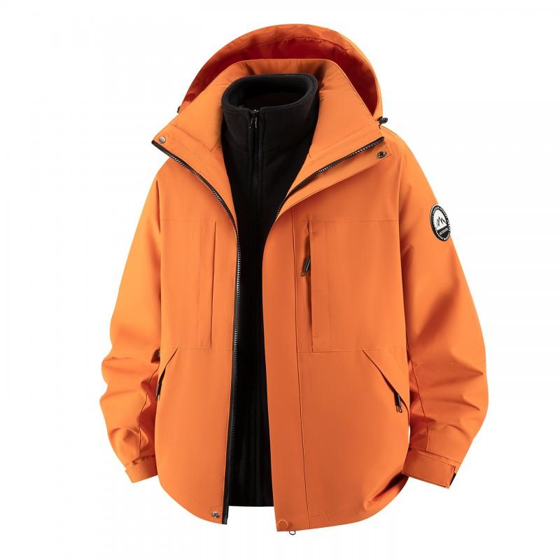 Men Women 3-in-1 Outdoor Waterproof Windproof Jacket With Detachable Down Inner Layer Hiking Camping Winter