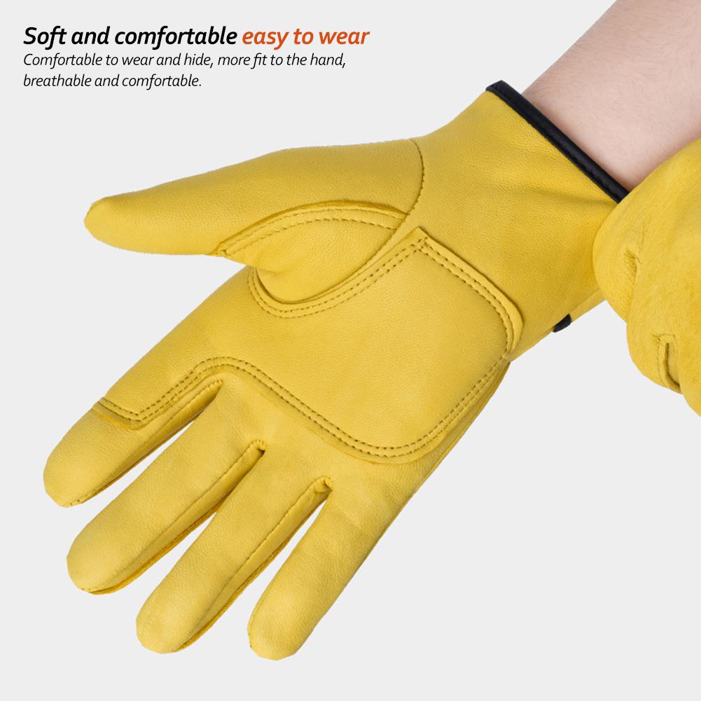 Wear-Resistant Cowhide Work Gloves Leather Workers Work Welding Safety Protection For Garden Sports Motorcycle Driver Gloves