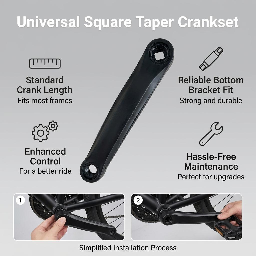 Crankset Universal Folding Bike Parts for Adult Cyclists 170mm Square Taper Alloy Crank Arm Mountain Bike Accessories Durable
