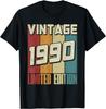 Vintage 1990 Limited Edition Retro 34 Yo Men 34th Birthday Mens Clothing Print Original Design Gifts T Shirts Ropa Hombre