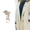 Blucome Lively Pearl Dolphin Shape Yellow Enamel Brooches For Women Kids Coat Collar Scarf Clothes Pins Accessories